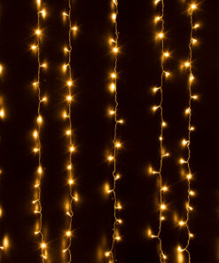 85803 Διακοσμητική Κουρτίνα 3 x 3 Μέτρα με Controller 8 Προγραμμάτων Φωτισμού – Επεκτεινόμενη 300 LED 8W AC 230V με Διάφανο Καλώδιο & Πρίζα Schuko Αδιάβροχη IP67 Θερμό Λευκό 3000K Μ3 x Υ3m