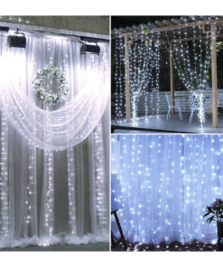 85804 Διακοσμητική Κουρτίνα 3 x 3 Μέτρα με Controller 8 Προγραμμάτων Φωτισμού – Επεκτεινόμενη 300 LED 6W AC 230V με Διάφανο Καλώδιο & Πρίζα Schuko Αδιάβροχη IP44 Ψυχρό Λευκό 6000K Μ3 x Υ3m
