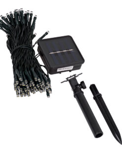 85807 Διακοσμητική Γιρλάντα 10 Μέτρων με Controller 8 Προγραμμάτων Φωτισμού – 100 LED 4W με Ενσωματωμένη Μπαταρία 600mAh – Φωτοβολταϊκό Πάνελ – Αισθητήρα Ημέρας-Νύχτας – Βάση Κήπου & Σκούρο Πράσινο Καλώδιο Αδιάβροχη IP65 Θερμό Λευκό 3000K Μ10m