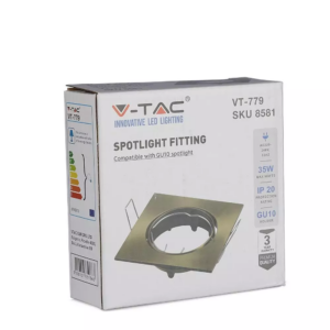 Χωνευτό φωτιστικό Spot GU10, τετράγωνο χρυσό σώμα V-TAC – 8581