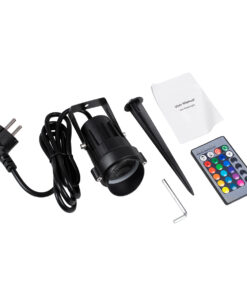 GloboStar® 85814 Προβολάκι Κήπου Καρφωτό – Δαπέδου COB LED 10W 1000lm 35° AC 230V με Ασύρματο Χειριστήριο IR Αδιάβροχο IP66 Πολύχρωμο RGB Dimmable