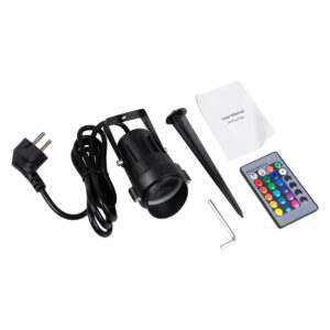 GloboStar® 85814 Προβολάκι Κήπου Καρφωτό – Δαπέδου COB LED 10W 1000lm 35° AC 230V με Ασύρματο Χειριστήριο IR Αδιάβροχο IP66 Πολύχρωμο RGB Dimmable