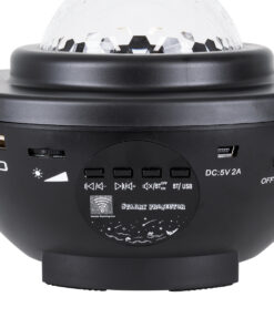 GloboStar® 85817 Μαύρο Επιτραπέζιο Διακοσμητικό Φωτιστικό Ειδικών Εφε NIGHT GALAXY WORLD 3D LED 10W DC 5V 2200mAh Επαναφορτιζόμενο με Bluetooth Speaker – Sound Activated – Καλώδιο Τροφοδοσίας USB και Ασύρματο Χειριστήριο RF 2.4Ghz Πολύχρωμo RGBW Dimmable