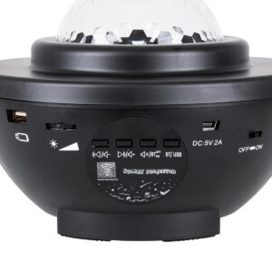 GloboStar® 85817 Μαύρο Επιτραπέζιο Διακοσμητικό Φωτιστικό Ειδικών Εφε NIGHT GALAXY WORLD 3D LED 10W DC 5V 2200mAh Επαναφορτιζόμενο με Bluetooth Speaker – Sound Activated – Καλώδιο Τροφοδοσίας USB και Ασύρματο Χειριστήριο RF 2.4Ghz Πολύχρωμo RGBW Dimmable