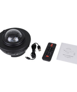 GloboStar® 85817 Μαύρο Επιτραπέζιο Διακοσμητικό Φωτιστικό Ειδικών Εφε NIGHT GALAXY WORLD 3D LED 10W DC 5V 2200mAh Επαναφορτιζόμενο με Bluetooth Speaker – Sound Activated – Καλώδιο Τροφοδοσίας USB και Ασύρματο Χειριστήριο RF 2.4Ghz Πολύχρωμo RGBW Dimmable