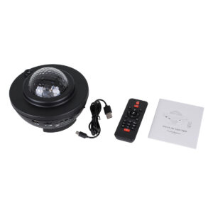GloboStar® 85817 Μαύρο Επιτραπέζιο Διακοσμητικό Φωτιστικό Ειδικών Εφε NIGHT GALAXY WORLD 3D LED 10W DC 5V 2200mAh Επαναφορτιζόμενο με Bluetooth Speaker – Sound Activated – Καλώδιο Τροφοδοσίας USB και Ασύρματο Χειριστήριο RF 2.4Ghz Πολύχρωμo RGBW Dimmable