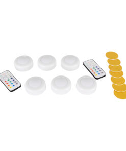 GloboStar® 85818 Φωτιστικά Νυκτός Μπαταρίας LED SMD 5050 6W 600lm με Ασύρματο Χειριστήριο RF – ΣΕΤ 6 Τεμαχίων Πολύχρωμα RGB