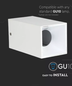 Επιφανειακό φωτιστικό Spot GU10 τετράγωνο με λευκό σώμα και λευκό ανακλαστήρα V-TAC – 8583