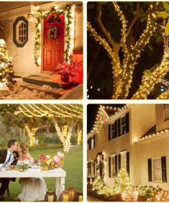 85836 Διακοσμητική Γιρλάντα 23 Μέτρα με Controller 8 Προγραμμάτων Εναλλαγών Φωτισμού – Επεκτεινόμενη 200 LED 3.6W AC 230V με Διάφανο Καλώδιο & Πρίζα Schuko Αδιάβροχη IP44 Θερμό Λευκό 3000K Μ23m