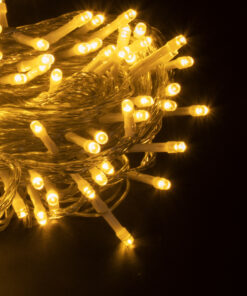 85839 Διακοσμητική Γιρλάντα 33 Μέτρα με Controller 8 Προγραμμάτων Εναλλαγών Φωτισμού – Επεκτεινόμενη 300 LED 3.6W AC 230V με Διάφανο Καλώδιο & Πρίζα Schuko Αδιάβροχη IP44 Θερμό Λευκό 3000K Μ33m