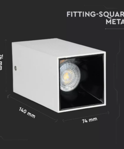 Επιφανειακό φωτιστικό Spot GU10 τετράγωνο με λευκό σώμα και μαύρο ανακλαστήρα V-TAC – 8584