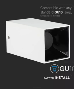 Επιφανειακό φωτιστικό Spot GU10 τετράγωνο με λευκό σώμα και μαύρο ανακλαστήρα V-TAC – 8584