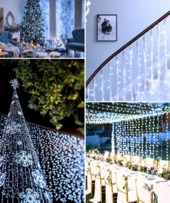 85840 Διακοσμητική Γιρλάντα 33 Μέτρα με Controller 8 Προγραμμάτων Εναλλαγών Φωτισμού – Επεκτεινόμενη 300 LED 3.6W AC 230V με Διάφανο Καλώδιο & Πρίζα Schuko Αδιάβροχη IP44 Ψυχρό Λευκό 6000K Μ33m