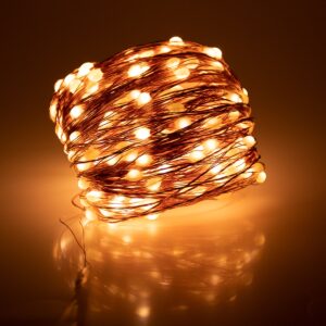 85842 Διακοσμητική Γιρλάντα 20 Μέτρα με Controller 8 Προγραμμάτων Εναλλαγών Φωτισμού – 200 LED 1.3W AC 230V με Χάλκινο Καλώδιο & Πρίζα Schuko Αδιάβροχη IP44 Θερμό Λευκό 3000K Μ20m