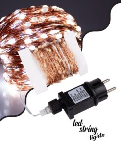 85843 Διακοσμητική Γιρλάντα 20 Μέτρα με Controller 8 Προγραμμάτων Εναλλαγών Φωτισμού – 200 LED 1.3W AC 230V με Χάλκινο Καλώδιο & Πρίζα Schuko Αδιάβροχη IP44 Ψυχρό Λευκό 6000K Μ20m