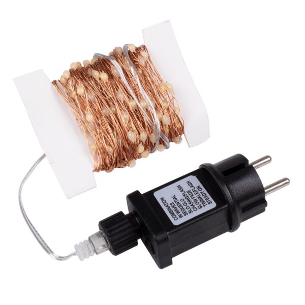 85844 Διακοσμητική Γιρλάντα 20 Μέτρα με Controller 8 Προγραμμάτων Εναλλαγών Φωτισμού – 200 LED 1.3W AC 230V με Χάλκινο Καλώδιο & Πρίζα Schuko Αδιάβροχη IP44 RGB Μ20m