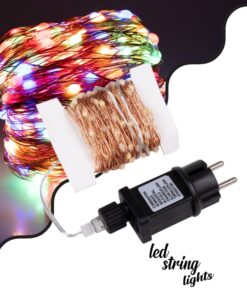 85844 Διακοσμητική Γιρλάντα 20 Μέτρα με Controller 8 Προγραμμάτων Εναλλαγών Φωτισμού – 200 LED 1.3W AC 230V με Χάλκινο Καλώδιο & Πρίζα Schuko Αδιάβροχη IP44 RGB Μ20m