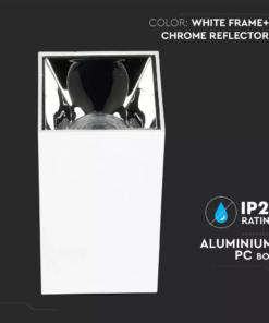 Επιφανειακό φωτιστικό Spot GU10 τετράγωνο με λευκό σώμα και χρώμιο ανακλαστήρα V-TAC – 8585