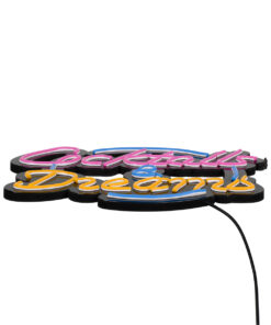 GloboStar® 85850 Φωτιστικό Ταμπέλα Φωτεινή Επιγραφή NEON LED Σήμανσης COCKTAILS & DREAMS 30W AC 230V με Διακόπτη On/Off Ροζ – Γαλάζιο – Κίτρινο
