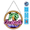 GloboStar® 85851 Φωτιστικό Ταμπέλα Φωτεινή Επιγραφή NEON LED Σήμανσης COCKTAILS 30W AC 230V με Διακόπτη On/Off Ροζ – Γαλάζιο – Κίτρινο – Πράσινο