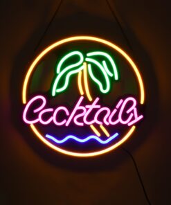 GloboStar® 85851 Φωτιστικό Ταμπέλα Φωτεινή Επιγραφή NEON LED Σήμανσης COCKTAILS 30W AC 230V με Διακόπτη On/Off Ροζ – Γαλάζιο – Κίτρινο – Πράσινο