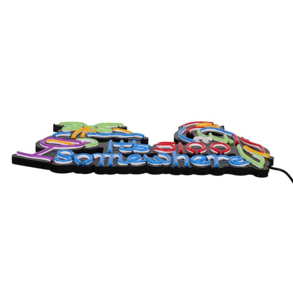 GloboStar® 85854 Φωτιστικό Ταμπέλα Φωτεινή Επιγραφή NEON LED Σήμανσης ITS 5:00 SOMEWHERE PARROT 30W AC 230V με Διακόπτη On/Off Ροζ – Γαλάζιο – Κίτρινο – Πράσινο – Κόκκινο