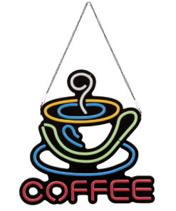 GloboStar® 85855 Φωτιστικό Ταμπέλα Φωτεινή Επιγραφή NEON LED Σήμανσης COFFEE 30W AC 230V με Διακόπτη On/Off Λευκό – Γαλάζιο – Κίτρινο – Πράσινο – Κόκκινο