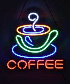 GloboStar® 85855 Φωτιστικό Ταμπέλα Φωτεινή Επιγραφή NEON LED Σήμανσης COFFEE 30W AC 230V με Διακόπτη On/Off Λευκό – Γαλάζιο – Κίτρινο – Πράσινο – Κόκκινο