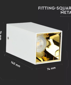 Επιφανειακό φωτιστικό Spot GU10 τετράγωνο με λευκό σώμα και χρυσό ανακλαστήρα V-TAC – 8586