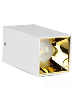 Επιφανειακό φωτιστικό Spot GU10 τετράγωνο με λευκό σώμα και χρυσό ανακλαστήρα V-TAC – 8586