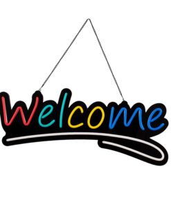 GloboStar® 85861 Φωτιστικό Ταμπέλα Φωτεινή Επιγραφή NEON LED Σήμανσης Animated WELCOME 30W AC 230V με Διακόπτη On/Off και Ασύρματο Χειριστήριο IR Κόκκινο – Πράσινο – Κίτρινο – Μπλε – Λευκό