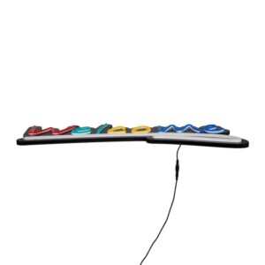 GloboStar® 85861 Φωτιστικό Ταμπέλα Φωτεινή Επιγραφή NEON LED Σήμανσης Animated WELCOME 30W AC 230V με Διακόπτη On/Off και Ασύρματο Χειριστήριο IR Κόκκινο – Πράσινο – Κίτρινο – Μπλε – Λευκό