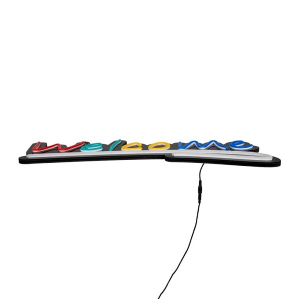 GloboStar® 85861 Φωτιστικό Ταμπέλα Φωτεινή Επιγραφή NEON LED Σήμανσης Animated WELCOME 30W AC 230V με Διακόπτη On/Off και Ασύρματο Χειριστήριο IR Κόκκινο – Πράσινο – Κίτρινο – Μπλε – Λευκό