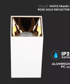 Επιφανειακό φωτιστικό Spot GU10 τετράγωνο με λευκό σώμα και ροζ χαλκό ανακλαστήρα V-TAC – 8587