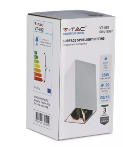 Επιφανειακό φωτιστικό Spot GU10 τετράγωνο με λευκό σώμα και ροζ χαλκό ανακλαστήρα V-TAC – 8587