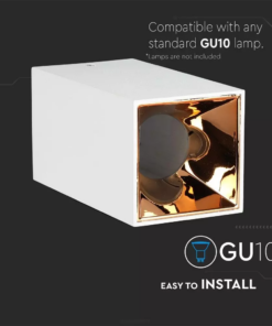 Επιφανειακό φωτιστικό Spot GU10 τετράγωνο με λευκό σώμα και ροζ χαλκό ανακλαστήρα V-TAC – 8587