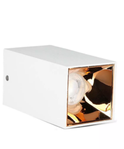 Επιφανειακό φωτιστικό Spot GU10 τετράγωνο με λευκό σώμα και ροζ χαλκό ανακλαστήρα V-TAC – 8587