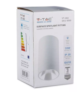 Επιφανειακό φωτιστικό Spot GU10 με κυλινδρικό λευκό σώμα και λευκό ανακλαστήρα V-TAC – 8588
