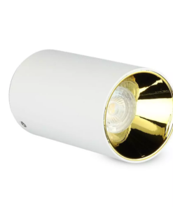 Επιφανειακό φωτιστικό Spot GU10 με κυλινδρικό λευκό σώμα και χρυσό ανακλαστήρα V-TAC – 8591