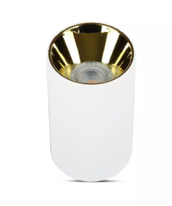 Επιφανειακό φωτιστικό Spot GU10 με κυλινδρικό λευκό σώμα και χρυσό ανακλαστήρα V-TAC – 8591