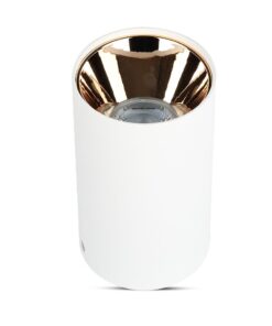 Επιφανειακό φωτιστικό Spot GU10 με κυλινδρικό λευκό σώμα και ροζ χαλκό ανακλαστήρα V-TAC – 8592