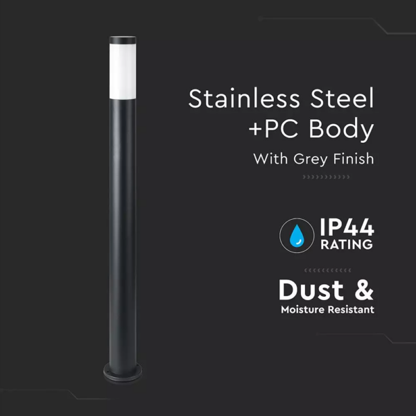 Επιδαπέδιο φωτιστικό κήπου E27 IP44 Stainless + PC με μαύρο σώμα 110cm V-TAC – 8594