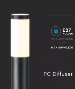 Επιδαπέδιο φωτιστικό κήπου E27 IP44 Stainless + PC με μαύρο σώμα 110cm V-TAC – 8594