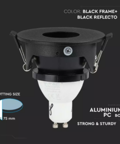 Χωνευτό φωτιστικό Spot GU10 Στρογγυλό μαύρο V-TAC – 8595