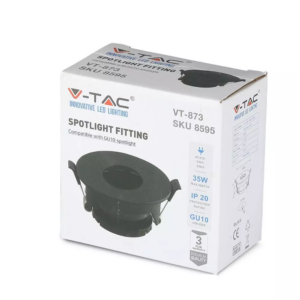 Χωνευτό φωτιστικό Spot GU10 Στρογγυλό μαύρο V-TAC – 8595