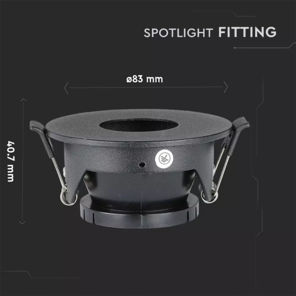Χωνευτό φωτιστικό Spot GU10 Στρογγυλό μαύρο V-TAC – 8595