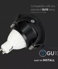 Χωνευτό φωτιστικό Spot GU10 Στρογγυλό μαύρο V-TAC – 8595