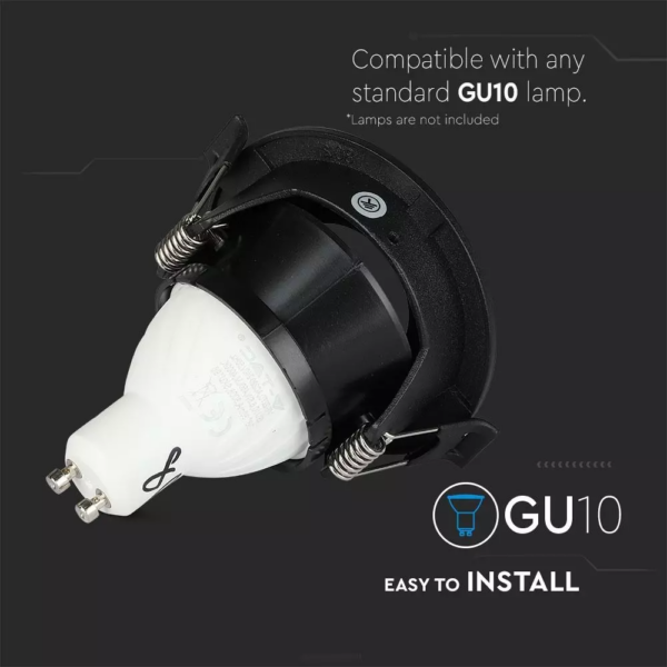 Χωνευτό φωτιστικό Spot GU10 Στρογγυλό μαύρο V-TAC – 8595