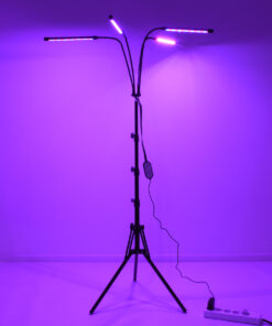 GloboStar® 85956 Grow Light Full Spectrum LED Φωτιστικό Ανάπτυξης Φυτών Γλάστρας με 4 Κινούμενες Κεφαλές & Τρίποδο 150cm SMD 2835 20W 180° AC230V IP20 με Dimmer & Timer Εσωτερικού Χώρου για Κάλυψη Επιφάνειας 1m x 1m Πλήρους Φάσματος Φωτισμού