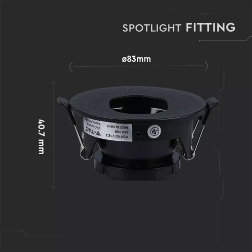 Χωνευτό φωτιστικό Spot GU10 Στρογγυλό μαύρο V-TAC – 8596